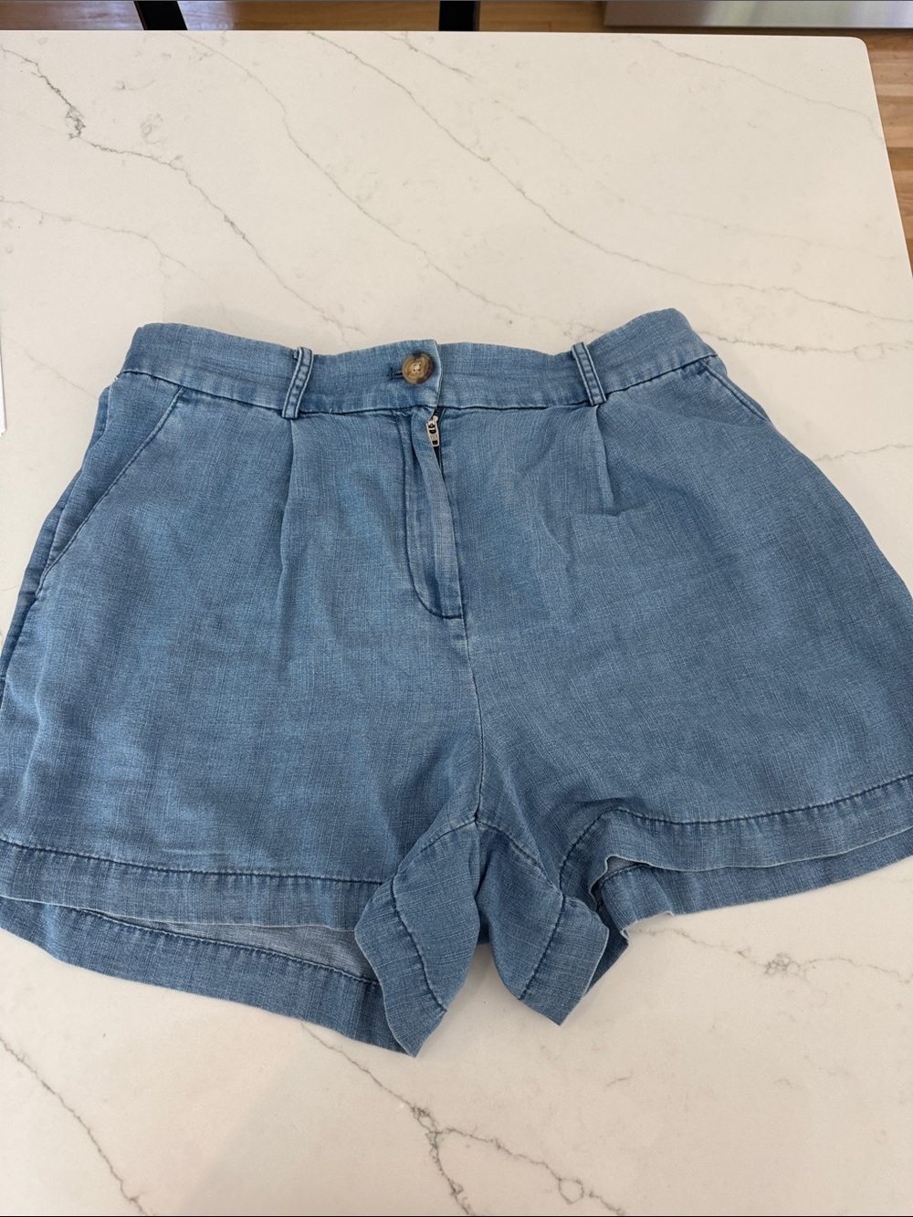 Light Blue Women's Casual High-Rise Shorts